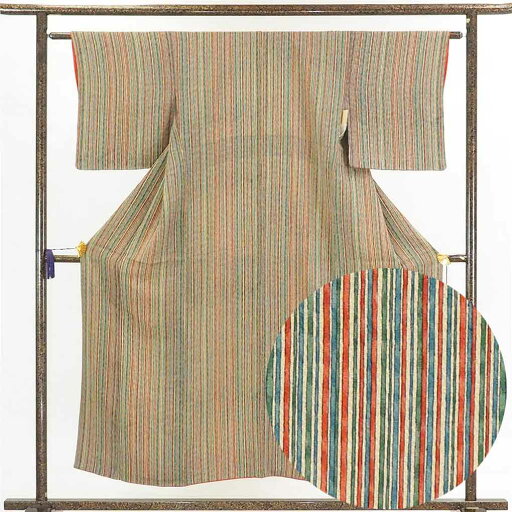 【中古】小紋 リサイクル着物 身丈153cm 裄62cm 前幅22cm 後幅28cm 袖丈46cm 正絹(シルク) レディース 袷仕立 縞 秋冬春用 多色使い 裄Sサイズ 美品 リユース 【中古】小紋 リサイクル着物 身丈153cm 裄62cm 前幅22cm 後幅28cm 袖丈46cm 正絹(シルク) レディース 袷仕立 縞 秋冬春用 多色使い 裄Sサイズ 美品 リユース