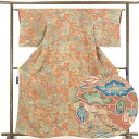 【中古】小紋 リサイクル着物 身丈163cm 裄62cm 前幅22.5cm 後幅28cm 袖丈49cm 正絹(シルク) レディース 袷仕立 秋冬春用 茶色 裄S...