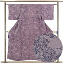 【中古】小紋 リサイクル着物 身丈155cm 裄61cm 前幅23.5cm 後幅29cm 袖丈44cm 正絹(シルク) レディース 袷仕立 秋冬春用 紫地 裄S...