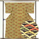 【中古】小紋 リサイクル着物 身丈160cm 裄64cm 前幅24cm 後幅28.5cm 袖丈48cm 正絹(シルク) レディース 袷仕立 秋冬春用 黒地 裄M...