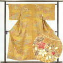 【中古】小紋 リサイクル着物 身丈154cm 裄62cm 前幅24cm 後幅30cm 袖丈45cm 正絹(シルク) レディース 袷仕立 秋冬春用 茶色 裄Sサイ...