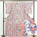 【中古】小紋 リサイクル着物 身丈164cm 裄63cm 前幅22.5cm 後幅28.5cm 袖丈55cm 正絹(シルク) レディース 袷仕立 秋冬春用 紫地 ...