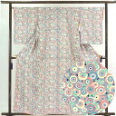 【中古】小紋 リサイクル着物 身丈161cm 裄66cm 前幅22.5cm 後幅28cm 袖丈55cm 正絹(シルク) レディース 袷仕立 秋冬春用 紺地 裄Mサイズ 美品 リユース