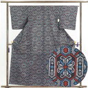 【中古】紬 羽織丈79cm 着物 身丈159cm 裄65cm 前幅24cm 後幅28cm 袖丈49cm 正絹(シルク) レディース 袷仕立 秋冬春用 黒地 裄M...