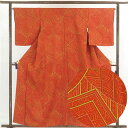 【中古】小紋 リサイクル着物 身丈159cm 裄66cm 前幅26.5cm 後幅31cm 袖丈51cm 正絹(シルク) レディース 袷仕立 秋冬春用 茶色 裄M...