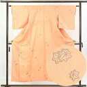 【中古】小紋 リサイクル着物 身丈153cm 裄63cm 前幅23cm 後幅29cm 袖丈48cm 正絹(シルク) レディース 袷仕立 秋冬春用 オレンジ地 裄...
