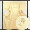 【中古】小紋 リサイクル着物 身丈159cm 裄63cm 前幅24cm 後幅28cm 袖丈49cm 正絹(シルク) レディース 袷仕立 秋冬春用 黄色地 裄Mサ...