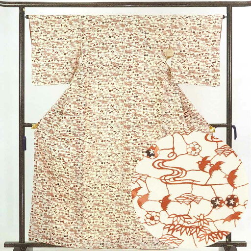 【中古】小紋 リサイクル着物 身丈162cm 裄65cm 前幅22.5cm 後幅28cm 袖丈49cm 正絹(シルク) レディース 袷仕立 秋冬春用 白地 裄Mサイズ リユース 【中古】小紋 リサイクル着物 身丈162cm 裄65cm 前幅22.5cm 後幅28cm 袖丈49cm 正絹(シルク) レディース 袷仕立 秋冬春用 白地 裄Mサイズ リユース