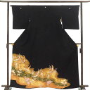 【中古】黒留袖 リサイクル着物 身丈164cm 裄丈64cm 前幅24cm 後幅29.5cm 袖丈48cm 袖幅33cm レディース 鶴 裄Mサイズ 年中着用可...