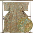 【中古】小紋 リサイクル着物 身丈162cm 裄65cm 前幅23cm 後幅30cm 袖丈49cm 袖幅33cm レディース 袷 扇面 裄Mサイズ 秋冬春用 ポ...