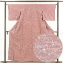 【中古】小紋 リサイクル着物 身丈158cm 裄64cm 前幅22.5cm 後幅28cm 袖丈46cm 正絹(シルク) レディース 袷仕立 秋冬春用 ピンク地 ...