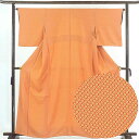 【中古】小紋 リサイクル着物 身丈162cm 裄64cm 前幅25cm 後幅30cm 袖丈48cm 正絹(シルク) レディース 袷仕立 梅 秋冬春用 オレンジ地...