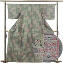 【中古】紬 リサイクル着物 身丈163cm 裄64cm 前幅23cm 後幅30.5cm 袖丈45cm 正絹(シルク) レディース 胴抜裾八掛 秋冬春用 グレー地...