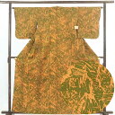 【中古】小紋 リサイクル着物 身丈162cm 裄64cm 前幅25cm 後幅29cm 袖丈49cm 正絹(シルク) レディース 単衣 初夏・初秋用 緑地 裄Mサ...