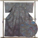 【中古】紬 リサイクル着物 身丈159cm 裄64cm 前幅24.5cm 後幅30cm 袖丈49cm 正絹(シルク) レディース 袷仕立 秋冬春用 茶色 裄Mサ...