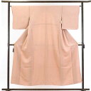 【中古】色無地 リサイクル着物 身丈155cm 裄65cm 前幅24cm 後幅30cm 袖丈47cm 正絹(シルク) レディース 袷仕立 無地 秋冬春用 ピンク地 裄Mサイズ リユース