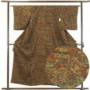 【中古】小紋 リサイクル着物 身丈156cm 裄62cm 前幅23cm 後幅28cm 袖丈49cm 正絹(シルク) レディース 袷仕立 秋冬春用 茶色 裄Sサイ...