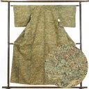 【中古】小紋 リサイクル着物 身丈157cm 裄61cm 前幅24cm 後幅29cm 袖丈45cm 正絹(シルク) レディース 袷仕立 秋冬春用 茶色 裄Sサイ...