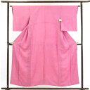【中古】色無地 リサイクル着物 身丈155cm 裄63cm 前幅24cm 後幅29cm 袖丈50cm 正絹(シルク) レディース 袷仕立 無地 秋冬春用 ピンク...