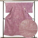 【中古】小紋 リサイクル着物 身丈154cm 裄63cm 前幅24cm 後幅28cm 袖丈49cm 正絹(シルク) レディース 袷仕立 菖蒲 秋冬春用 紫地 裄...