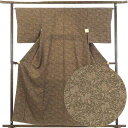 【中古】小紋 リサイクル着物 身丈160cm 裄65cm 前幅24.5cm 後幅30cm 袖丈49cm 正絹(シルク) レディース 袷仕立 秋冬春用 茶色 裄M...