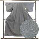 【中古】紬 リサイクル着物 身丈155cm 裄61cm 前幅23cm 後幅28cm 袖丈45cm 正絹(シルク) レディース 袷仕立 秋冬春用 グレー地 裄Sサ...