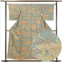 【中古】小紋 リサイクル着物 身丈158cm 裄63cm 前幅24cm 後幅29cm 袖丈47cm 正絹(シルク) レディース 袷仕立 秋冬春用 グレー地 裄M...