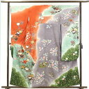 【中古】振袖 リサイクル着物 身丈160cm 裄67cm 前幅25cm 後幅30cm 袖丈107cm 正絹(シルク) レディース 袷仕立 雪輪 秋冬春用 オレン...
