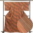 【中古】小紋 リサイクル着物 身丈167cm 裄67cm 前幅23cm 後幅30cm 袖丈48cm 正絹(シルク) レディース 袷仕立 秋冬春用 茶色 裄Lサイ...