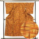 【中古】紬 リサイクル着物 身丈154cm 裄64cm 前幅24cm 後幅28cm 袖丈52cm 正絹(シルク) レディース 袷仕立 秋冬春用 茶色 裄Mサイズ...