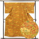 【中古】小紋 リサイクル着物 身丈155cm 裄66cm 前幅25cm 後幅30cm 袖丈49cm 正絹(シルク) レディース 袷仕立 秋冬春用 茶色 裄Mサイ...