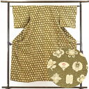 【中古】小紋 リサイクル着物 身丈154cm 裄62cm 前幅23cm 後幅29cm 袖丈48cm 正絹(シルク) レディース 袷仕立 秋冬春用 緑地 裄Sサイ...