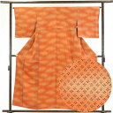【中古】小紋 リサイクル着物 身丈158cm 裄65cm 前幅24.5cm 後幅30cm 袖丈48cm 正絹(シルク) レディース 袷仕立 麻の葉 秋冬春用 オ...