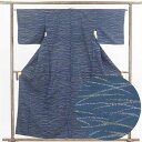 【中古】紬 リサイクル着物 身丈160cm 裄65cm 前幅25cm 後幅29cm 袖丈45cm 正絹(シルク) レディース 袷仕立 秋冬春用 紺地 裄Mサイズ...