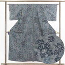 【中古】紬 リサイクル着物 身丈157cm 裄63cm 前幅22.5cm 後幅30cm 袖丈47cm 正絹(シルク) レディース 袷仕立 秋冬春用 黒地 裄Mサ...