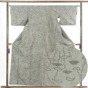 【中古】紬 リサイクル着物 身丈157cm 裄63cm 前幅24.5cm 後幅29.5cm 袖丈43.5cm 正絹(シルク) レディース 袷仕立 秋冬春用 グレ...