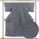 【中古】紬 リサイクル着物 身丈156cm 裄65cm 前幅24.5cm 後幅30cm 袖丈45cm 正絹(シルク) レディース 袷仕立 秋冬春用 紺地 裄Mサ...