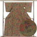 【中古】紬 リサイクル着物 身丈162cm 裄63cm 前幅23cm 後幅28cm 袖丈49cm 正絹(シルク) レディース 袷仕立 秋冬春用 茶色 裄Mサイズ...