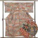 【中古】小紋 リサイクル着物 身丈156cm 裄64.5cm 前幅24cm 後幅28.5cm 袖丈47cm 袖幅32.5cm レディース 袷 連続模様 裄Mサイ...