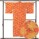 【中古】紬 リサイクル着物 身丈146cm 裄61cm 前幅23cm 後幅28cm 袖丈49cm 袖幅32cm レディース 袷 紅葉 裄Sサイズ 秋冬春用 正絹...