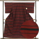【中古】紬アンサンブル 羽織丈79cm 身丈159cm 裄64cm 前幅24cm 後幅31cm 袖丈49cm 袖幅32.5cm レディース 袷 横段柄 裄Mサイ...