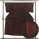 【中古】紬 リサイクル着物 身丈150cm 裄丈63cm 前幅24cm 後幅28cm 袖丈47cm 袖幅32cm レディース 袷 連続模様 裄Mサイズ 秋冬春用...