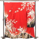 【中古】振袖 リサイクル着物 身丈164cm 裄丈69cm 前幅24cm 後幅30cm 袖丈111cm 袖幅35cm レディース 袷 花車 裄長 裄L-LLサイ...