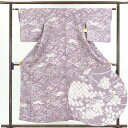 【中古】小紋 リサイクル着物 身丈155cm 裄61cm 前幅23cm 後幅28cm 袖丈47cm 正絹(シルク) レディース 袷仕立 秋冬春用 紫地 裄Sサイ...