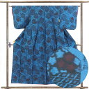 【中古】紬 リサイクル着物 身丈155cm 裄62cm 前幅25cm 後幅29cm 袖丈49cm 正絹(シルク) レディース 袷仕立 秋冬春用 紺地 裄Sサイズ...