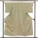 【中古】訪問着 リサイクル着物 身丈152cm 裄62.5cm 前幅24cm 後幅28cm 袖丈48cm 正絹(シルク) レディース 袷仕立 秋冬春用 緑地 裄...