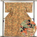 【中古】小紋 リサイクル着物 身丈160cm 裄64cm 前幅22cm 後幅29.5cm 袖丈49cm 正絹(シルク) レディース 袷仕立 秋冬春用 茶色 裄M...