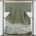 【中古】色留袖 リサイクル着物 身丈160cm 裄65cm 前幅24cm 後幅30cm 袖丈49cm 正絹(シルク) レディース 袷仕立 梅 秋冬春用 緑地 裄...