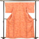 【中古】色無地 リサイクル着物 身丈164cm 裄66cm 前幅23cm 後幅28cm 袖丈49cm 正絹(シルク) レディース 袷仕立 無地 秋冬春用 オレン...