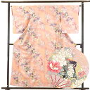 【中古】小紋 リサイクル着物 身丈159cm 裄64cm 前幅23cm 後幅28cm 袖丈55cm 正絹(シルク) レディース 袷仕立 秋冬春用 ピンク地 裄M...